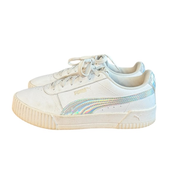 PUMA Carina Women's Sneaker White Iridescent Size 8 - Picture 3 of 8